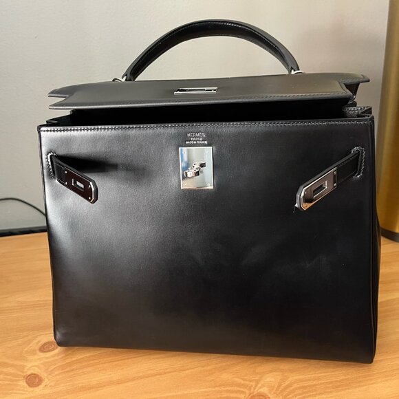 Wirkin Designer Inspired Black Box Smooth Leather 32 CM Bag - Picture 3 of 13